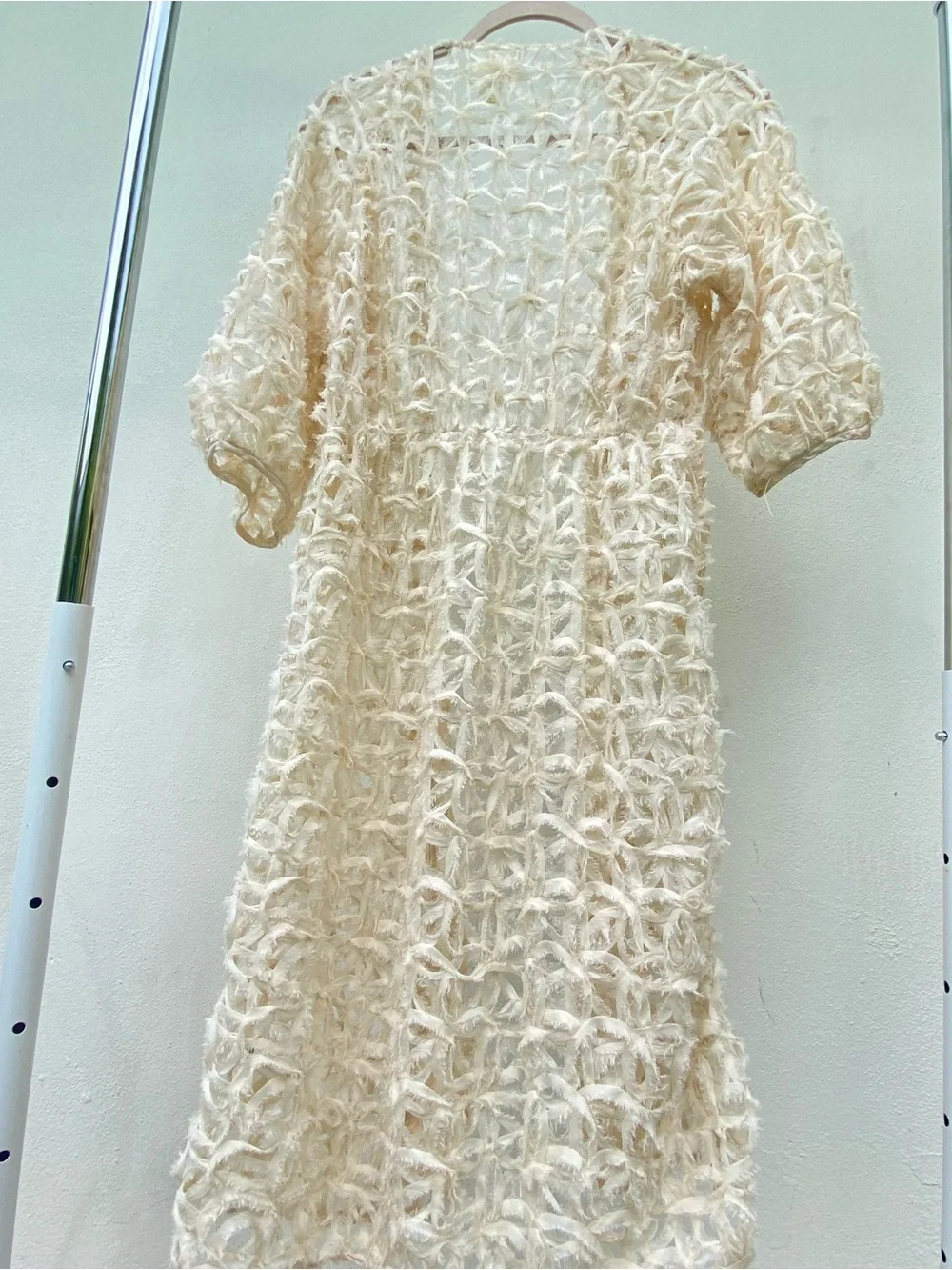 Anthropologie Maeve Cream Textured Cardigan One Size